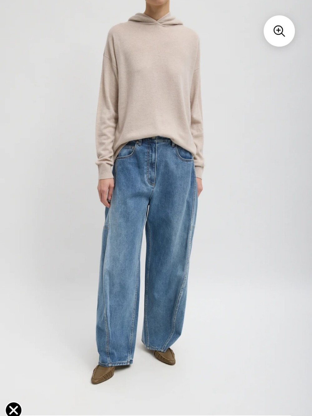 Tibi Sid Jeans Wide-Leg Barrel Balloon Flare Medium Blue Wash - 28